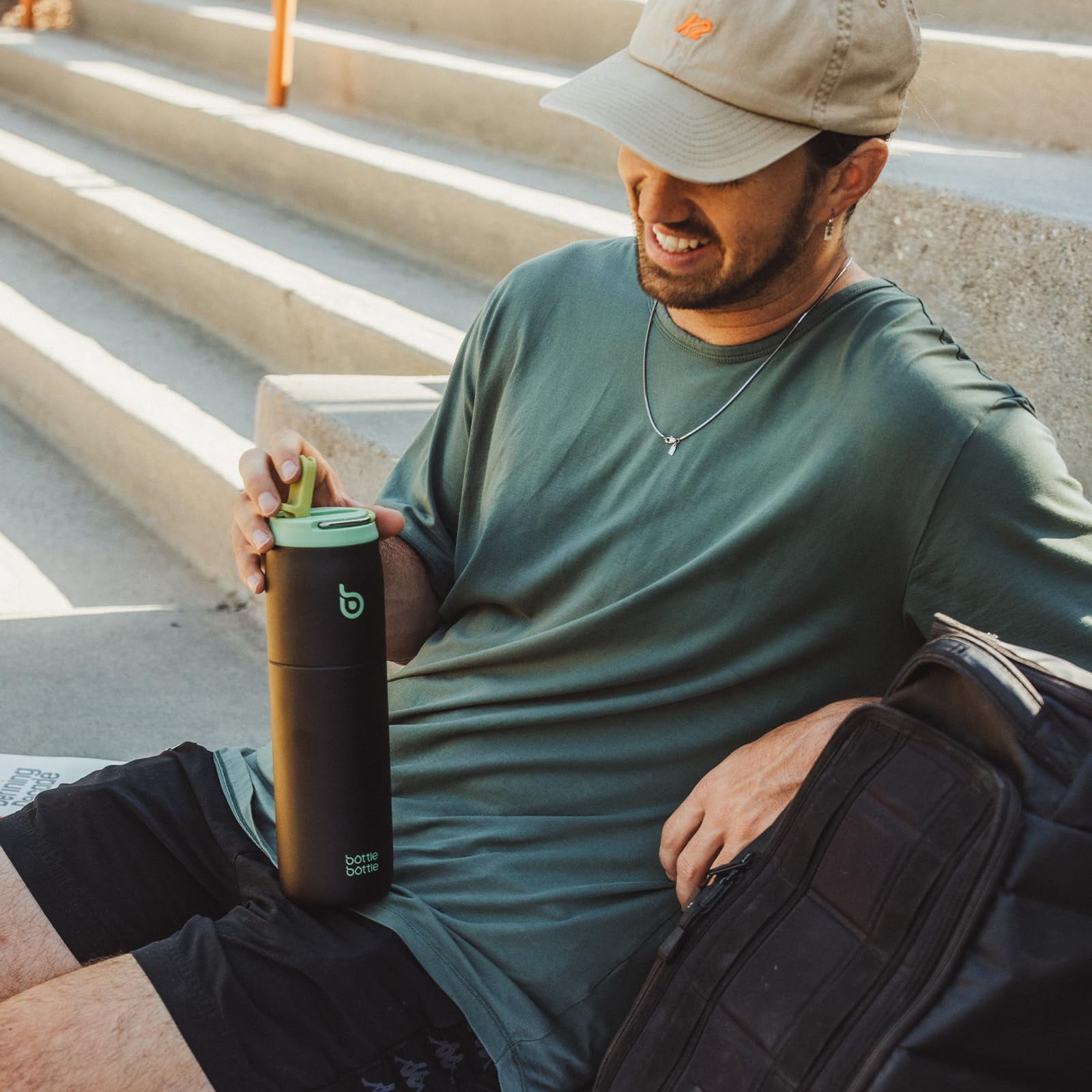 BOTTLE BOTTLE Stainless Steel Water Bottle with Straw Lid and Handle 32 oz Vacuum Insulated Cup for Sports Travel Gym Hiking, Leak-Proof Wide Mouth Water Bottles for Men,aurora green