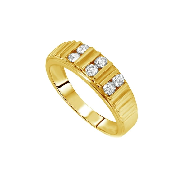 White Natural Diamond Wedding Ring in 10k Yellow Gold