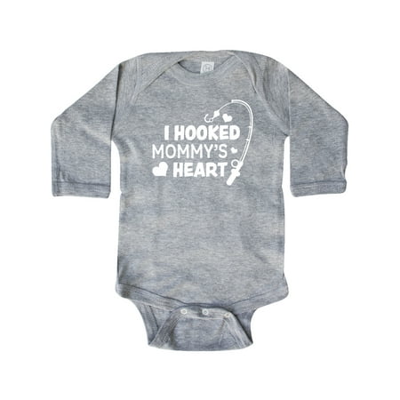 

Inktastic I Hooked Mommy s Heart with Fishing Rod Gift Baby Boy or Baby Girl Long Sleeve Bodysuit