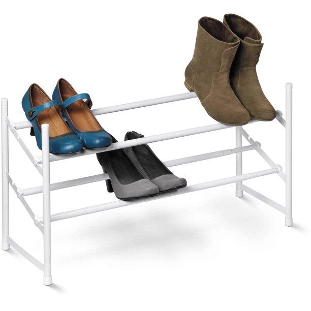 Honey Can Do 2Tier Steel Expandable Shoe Rack, White