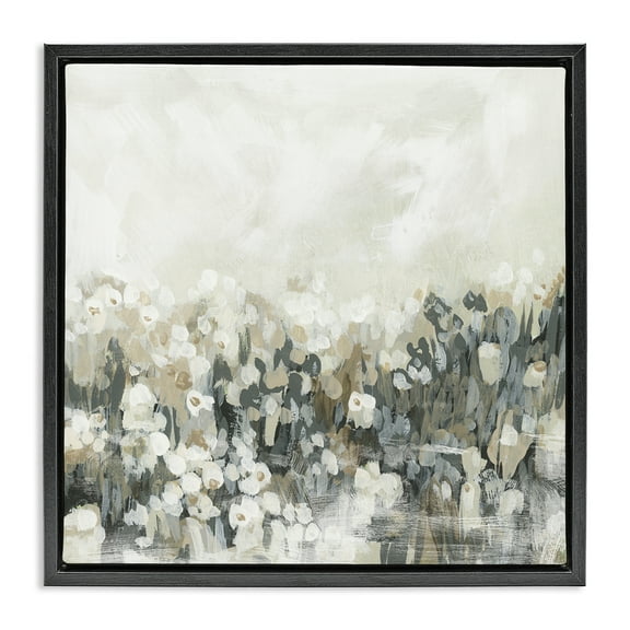Stupell Industries Grey Speckled Flowers Abstract Painting Black Floater Framed Canvas Art Print Wall Art, 18 x 18
