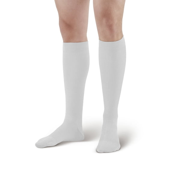 Ames Walker AW Style 111 Cotton 20-30 mmHg Firm Compression Knee High Socks White Small