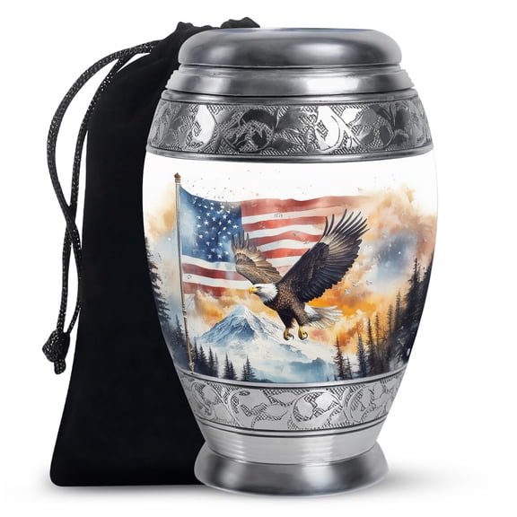 Yatskia American Eagle Urn For Ashes For Women & Men, Adult Urn For Ashes Mom & Dad, (Monar Large, 10 Inch)