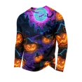 thumbnail image 2 of Halloween Shirts for Men Pumpkin Spider Graphic Long Sleeve Novelty Shirt Bat Breathable Quick Dry Crew Neck Vintage Horror Costumes 2XL, 2 of 5