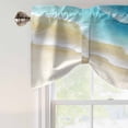 thumbnail image 5 of Abstract Beach Tie Up Valances Curtain, Adjustable Kitchen Light Blue Beige Ombre Ocean Wave Coastal Sand Valances for Windows Decor, Rod Pocket Short Curtains Set for Bedroom/Bathroom, 54"x18", 5 of 9