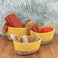 thumbnail image 4 of Evideco French Home Goods Stackable Cotton and Seagrass Storage Basket Yellow Texture/Embroidery (3 Pack), 4 of 8