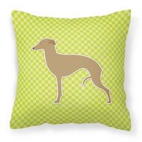 Carolines Treasures BB3814PW1818 Italian Greyhound Checkerboard Green Fabric Decorative Pillow