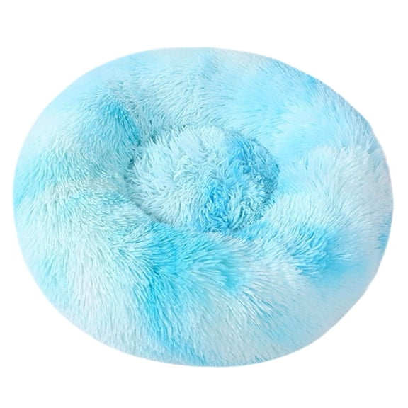 Round Calming Cat Bed with Plush , 15.7 Inch Washable Pet Bed for Indoor Cats & Small Dogs - Anti-Anxiety Donut Cushion with Thick Non- Base for Cozy Comfort