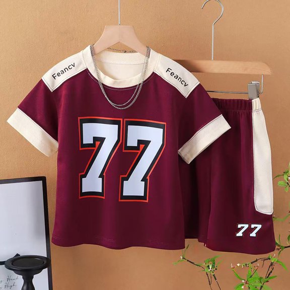 Toddler Boy Clothes Numbers T-Shirt Casual Shorts Sets Crew Neck Summer Baby Boy Clothes Baby Boys' Clothing Sets 12-24 Months Cute Boy Girl Clothing