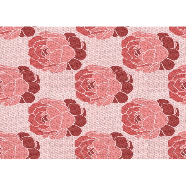 Ahgly Tapis Rectangulaire Lavable en Machine Intérieur Transitionnel Rose Profond, 7 Pieds x 10 Pieds