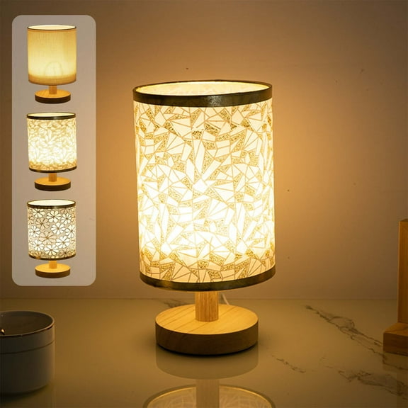 Table Lamp Nightstand Light | LED Desk Lamp with Beige Fabric Shade & Wooden Base | USB Powered | Eye-Caring Soft Light | 13x24cm | Modern Home Decor | Gift for Women | 1 Pack