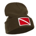 thumbnail image 4 of Scuba Diving Flag Embroidered Long Beanie - Olive OSFM, 4 of 5