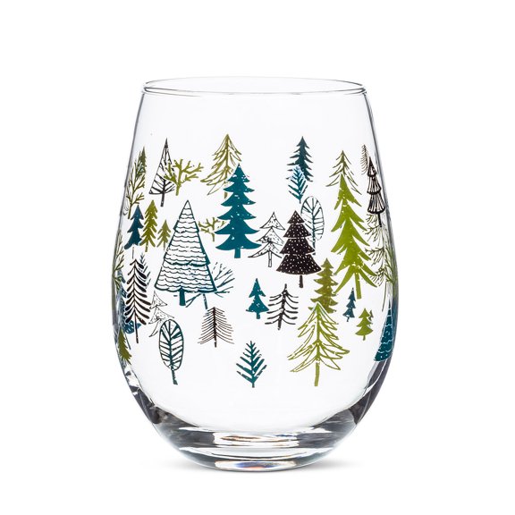 Set of 2 All-over Trees Stemless Wine Glass