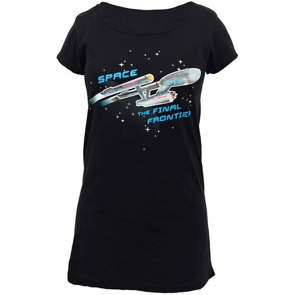 Robe Factory Womens Star Trek Enterprise Ship Glow Sleep Shirt, Black, L