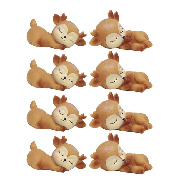8 figuras de cervatillos durmiendo, juguetes para decoración de escritorio, manualidades y juguetes. 7cmx4.5cmx4.5cm