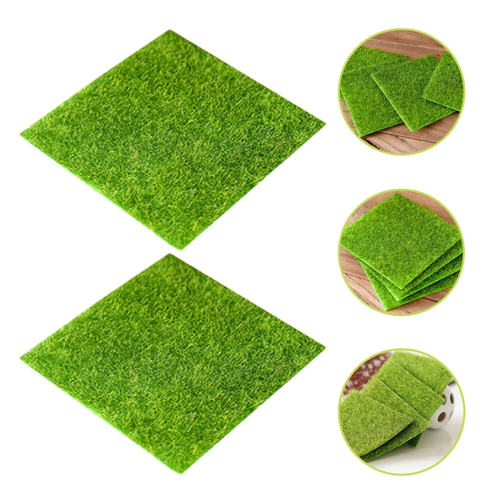 MLINS  2 Pcs Simulated Moss Decoration Artificial Garden Grass Ornament Green
