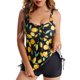 thumbnail image 1 of Trajes de baño de 2 piezas para mujer, traje de baño con cordón y espalda descubierta, Top y pantalones cortos estampados a la moda, traje de baño para mujer, pantalones negros y limón L, 1 of 6