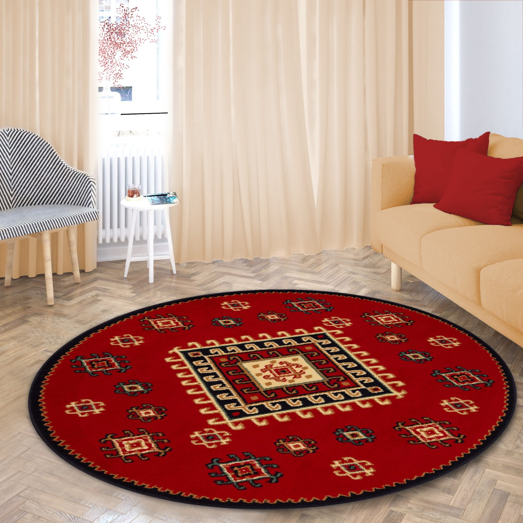 Impressions Floral Geometric Ikat Area Rug, 5' x 5'