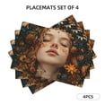 thumbnail image 3 of Placemats Set of 4 / 6, Whimsical Flower Crown Maiden Placemats for Dining Table Indoor/Outdoors Heat Resistant Washable Placemats 18" x 12", 3 of 8