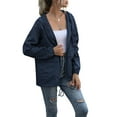 thumbnail image 4 of Women's Casual Hooded Jacket Lightweight Waterproof Rain Windbreaker Solid Color Zipper Drawstring Raincoat, 4 of 8