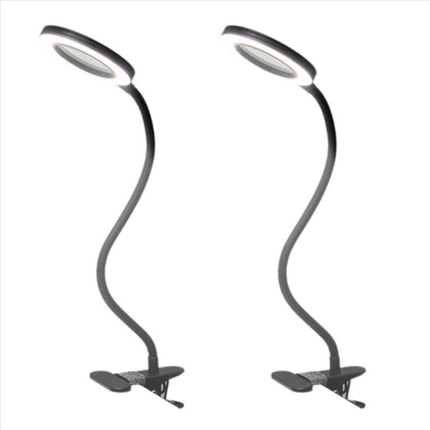 2piezas Lámpara de Escritorio con Lupa LED, Aumento de 8X, 3 Modos de Color, Brazo Giratorio Ajustable, Abrazadera Iluminada para Trabajos de Reparación de Manualidades