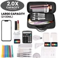 thumbnail image 2 of Estuche de gran capacidad para lápices, multifuncional, con compartimentos, para niñas y niños, para papelería, cosméticos, 2100 ml (negro)., 2 of 7