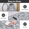 thumbnail image 4 of MJIAexp 2'x8' Boho Runner Rug,Non Slip Washable Floral Hallway Runner Rug with Rubber Backing, Low Pile Faux Wool Distressed Carpet for Kitchen, Laundry, Bedroom, Entrance,Grey, 4 of 8