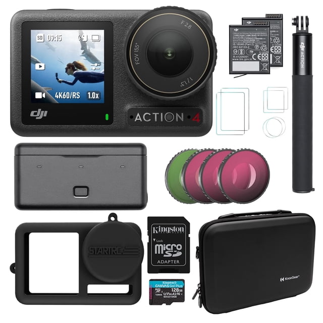 Cámara DJI Osmo Action 4 Adventure Combo con accesorios
