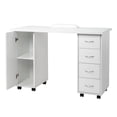 thumbnail image 3 of IVV Manicure Table Nail Desk on Wheels w/Drawers, Cabinet & Wrist Rest, Spa Salon Beauty Wooden Technician Workstation Home Office Computer Desk, White, 3 of 10