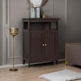 thumbnail image 5 of Bathroom Floor Storage Cabinet, Wooden Free Standing Storage Organizer with 2 Doors & Adjustable Shelf for Living Room, Hallway, Espresso, 5 of 19