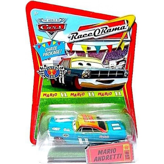 Disney Cars Race-O-Rama Mario Andretti with Red Rims Diecast Car