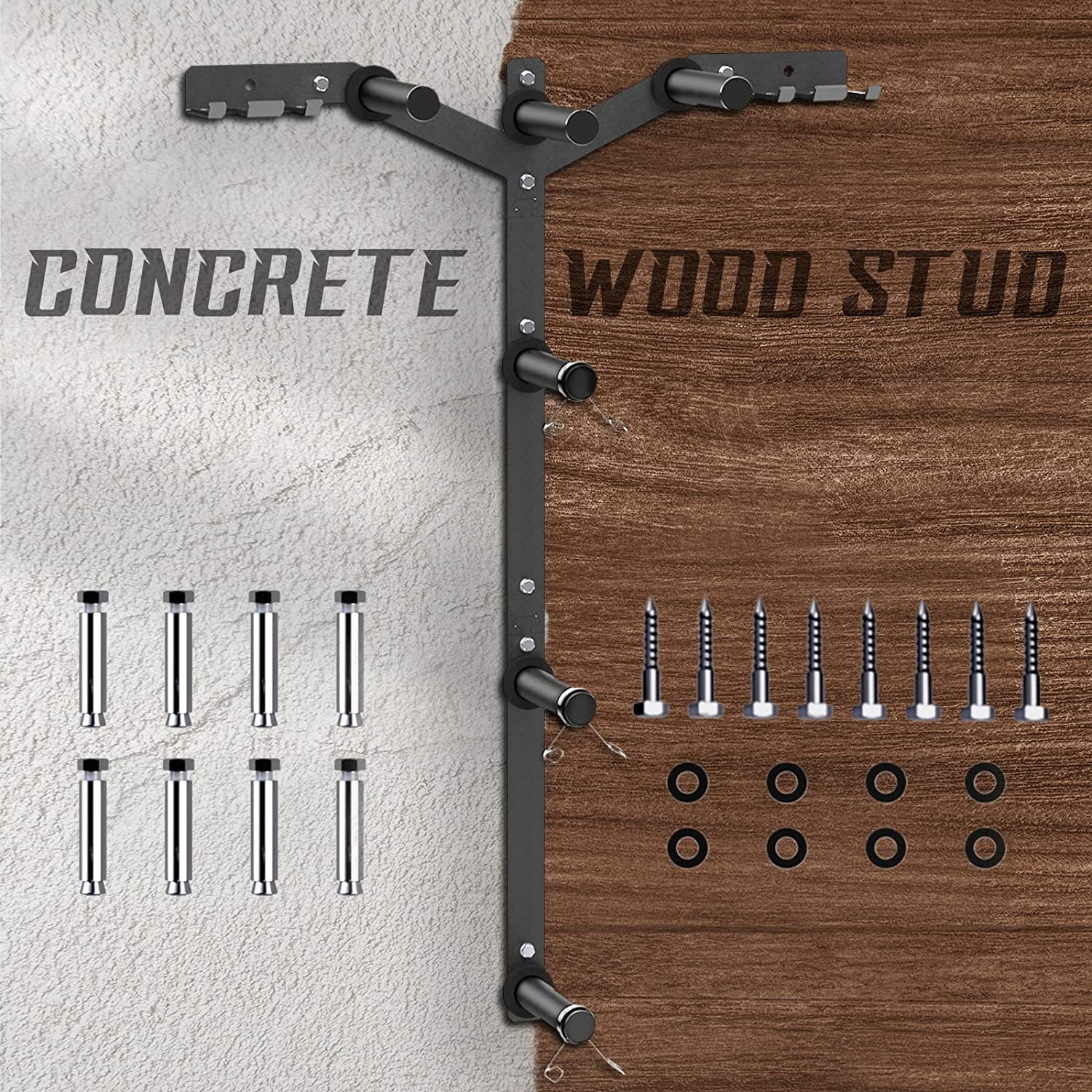Yes4All 6 Pegs & 4 Barbell Storage Racks Load Up To 1190 LBS - Weight Plate Tree & Barbell Holder