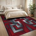 thumbnail image 3 of ODIKA 8'x10' Washable Area Rug Squares Bold Block Border Long Interlocking Geometric Abstract Refined for Living Room, Under Sectional, Family , Durable, Non-Slip, 3 of 7