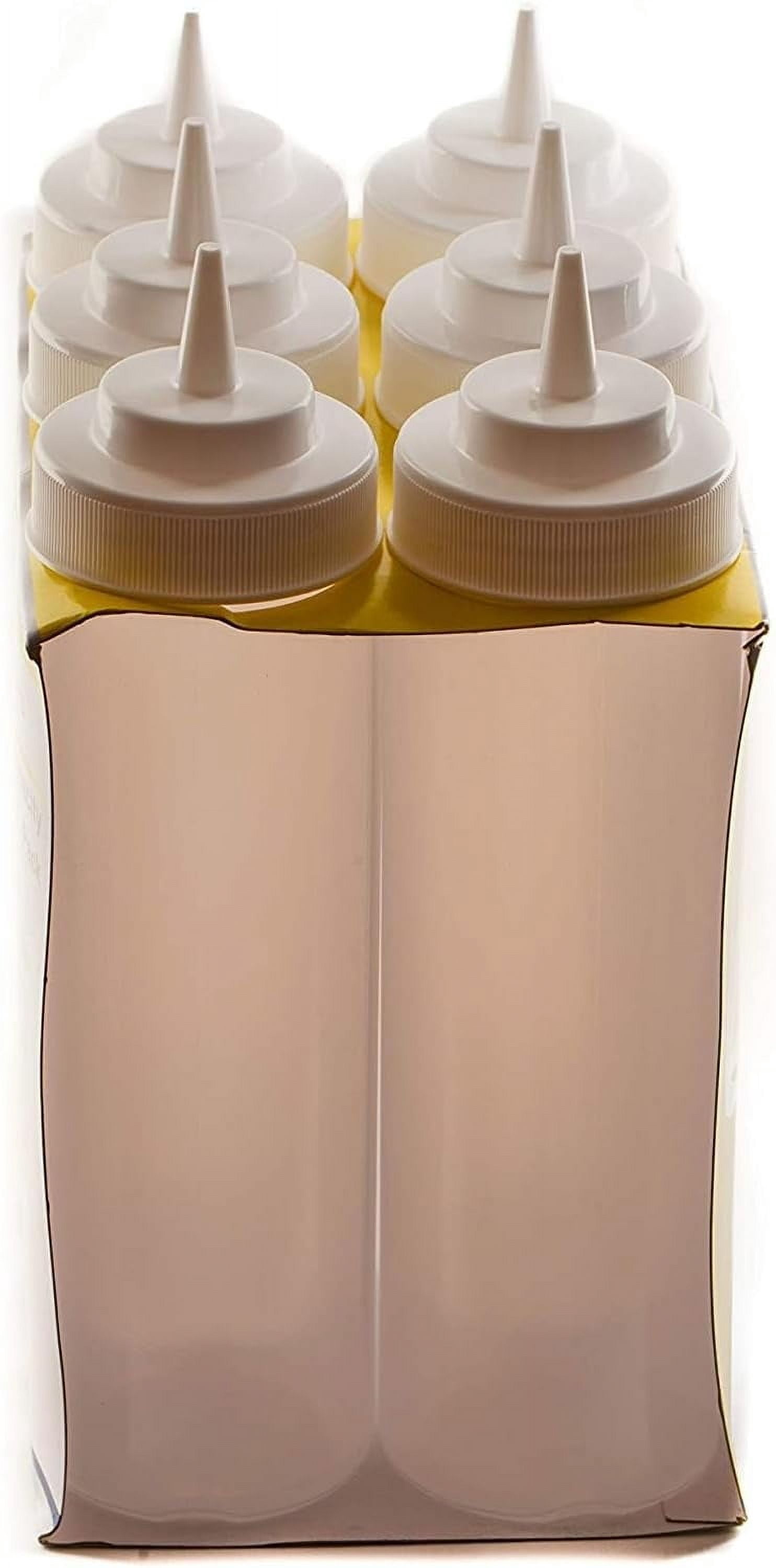 8 oz Plastic Condiment Squeeze Bottles Squirt Bottle for Sauces, Dressing, Arts and Crafts, Ketchup, Mustard, Oil, BBQ - Clear Reusable Small Plastic Containers, BPA Free, Dishwasher Safe (12)