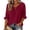 Wine #052, variant on Womens Round Neck Half Sleeve Tops Keyhole Ruffled Cuff Retro Shirts Casual Soft Loose Fit Blouses S