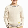 thumbnail image 2 of NORO ARK Kids Sweater (0-11 Years) Thickened Knitted High Collar Long Sleeved Acrylic Beige Size 2T, 2 of 6