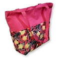 thumbnail image 4 of Women Teen Fashion Print Lined Top Zipper Tote Bag Handbag with Solid Top - Can be Personalized Pink Trim - Pink Paisley, 4 of 6
