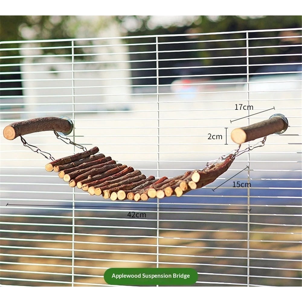 Chinchilla Wooden Suspension Bridge Platform Toy, Small Animal Climbing Toys for Chinchilla Hamsters Sugar Glider Squirrel Gerbils Rat and Other Small Animals