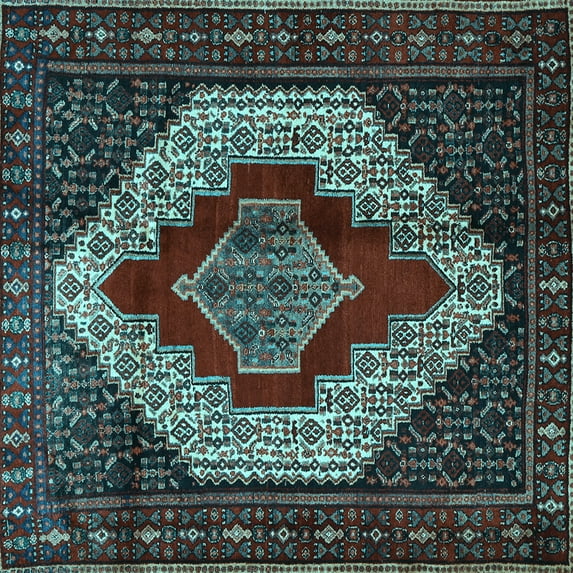 Ahgly Company Indoor Square Persian Light Blue Traditional Area Rugs, 4' Square