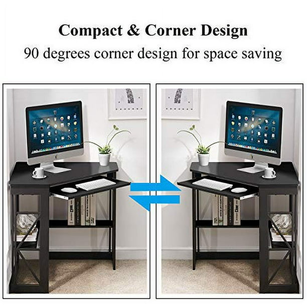 VECELO Corner Computer Desk 41 x 30 inches with Smooth Keyboard