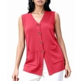 thumbnail image 3 of Womens Sleeveless Sweater Vest Button Red XL, 3 of 10