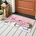 thumbnail image 5 of Pink White Snowman Christmas Bathroom Mat 2x3 FT,Non Slip Small Kitchen Mat,Xmas Tree Snowflake Winter Washable Soft Backed Front Door Throw Rug Non-Shedding Indoor Outdoor Doormat for Entryway Sink, 5 of 9