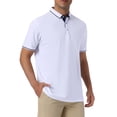 thumbnail image 4 of INSPIRE CHIC Outfit Mens Short Sleeve Contrast Color Summer Golf Formal Business Polo Shirts S White, 4 of 5