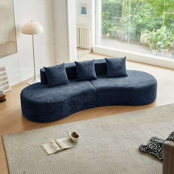 Stylish and Spacious 5-Seater Curved Sofa with Velvet Upholstery
