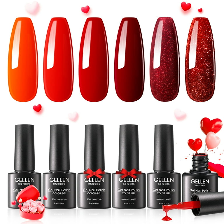 Gellen Red Gel Polish Set, 6 Colors, 48 ml photo 1