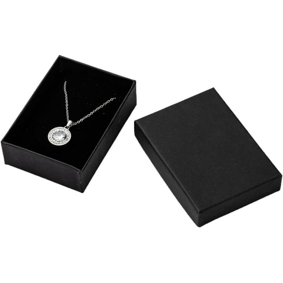Cardboard Necklaces Boxes with Sponge inside Rectangle Black 9x6.5x2.8cm