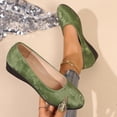thumbnail image 2 of Womens Green Velvet Wedge Flats Comfortable Slip on Low Heel Dress Shoes Casual Work Flats Round Toe with Cushioned Insole,Size 8.5, 2 of 9