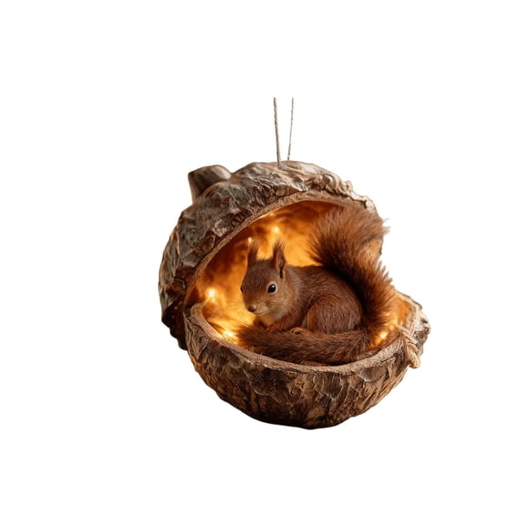Elainilye Forest Animal Acorn Christmas Ornaments, Woodland Themed Hanging Decor for Christmas Tree and Home Decoration