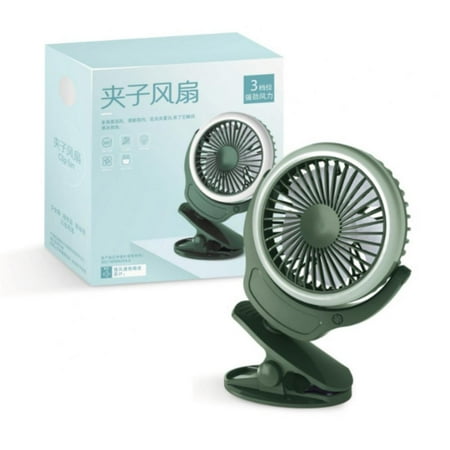 

New Product Clip Fan USB Charging Stroller Student Dormitory Bed Desktop Small Electric Fan - Military Green Lightless Light (built-in Battery 1200mAh)