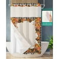 thumbnail image 2 of No Hook Shower Curtain with Snap in Liner, Thanksgiving Orange Pumpkin Wreath with Wood House Hotel Shower Curtains for Bathroom, Washable Shower Curtain Liner Set with Mesh Top Window, 36"x72", 2 of 6